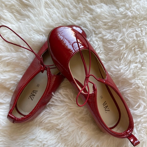 ZARA ballet shoes once worn very good condition red size 28 & 30